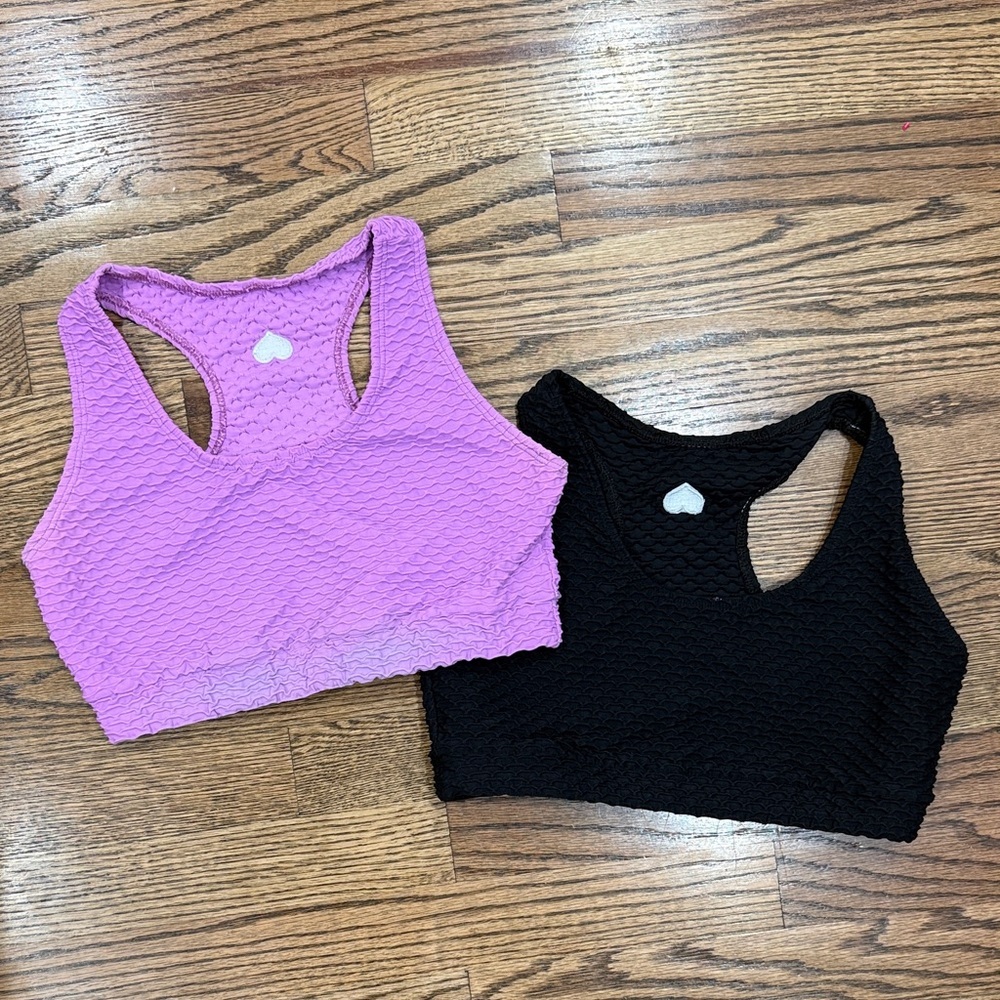 Booty By Brabants Purple and Black Textured Sports Bras